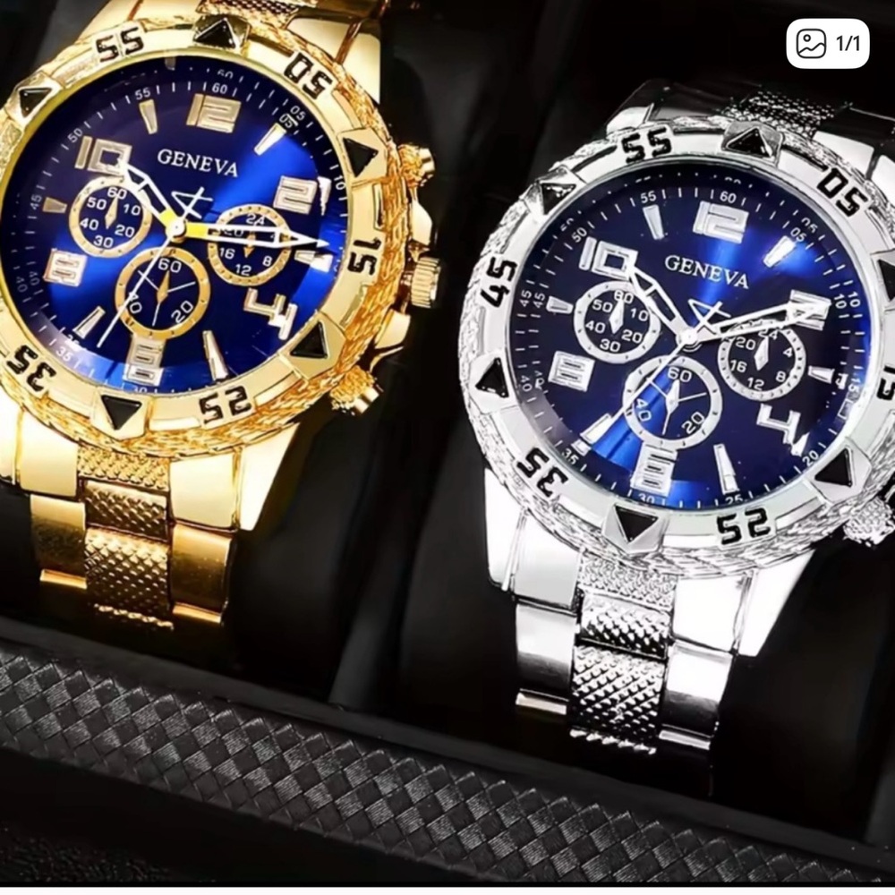 Geneva Dual-Tone Watches with Vibrant Blue Dials